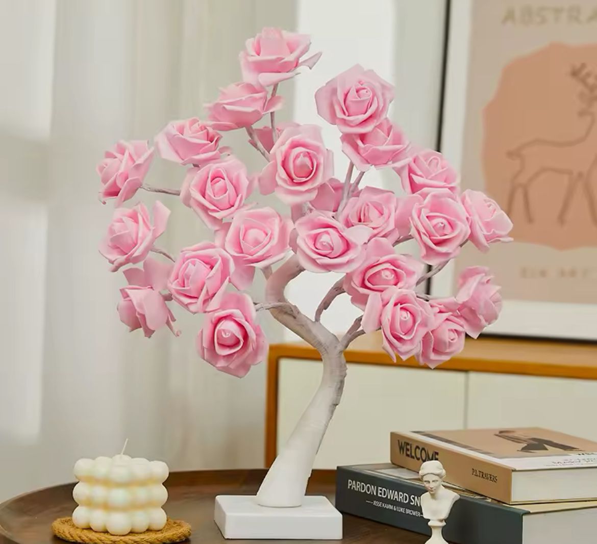 "LED Rose Flower Lamp – Romantic Blooming Tree Light for Home Decor"