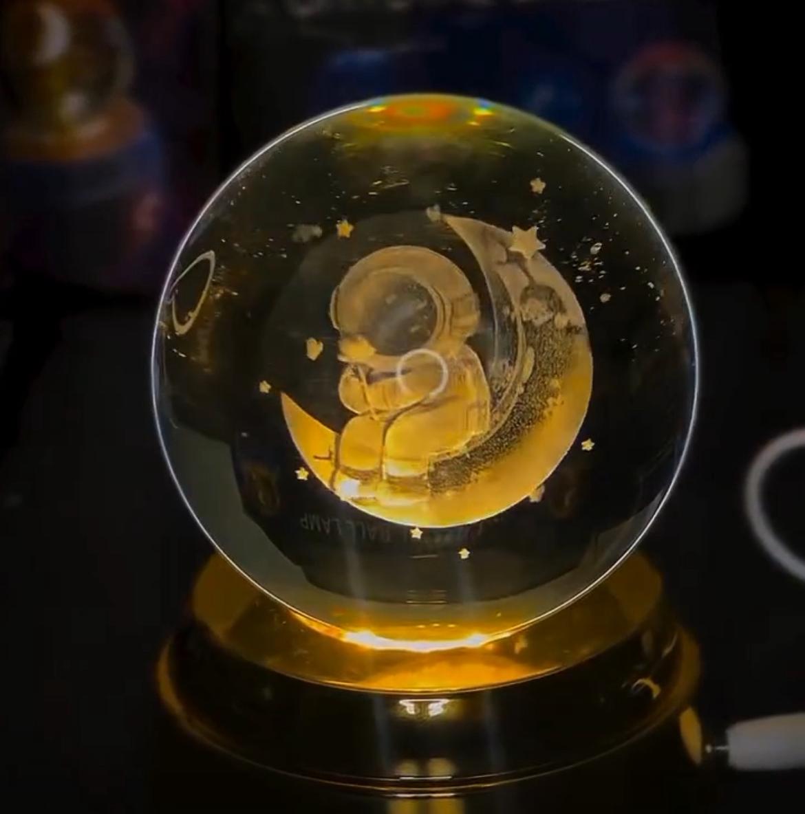 ✨ 3D Crystal Ball Lamp with 360° Rotation – A Magical Glow for Your Space!