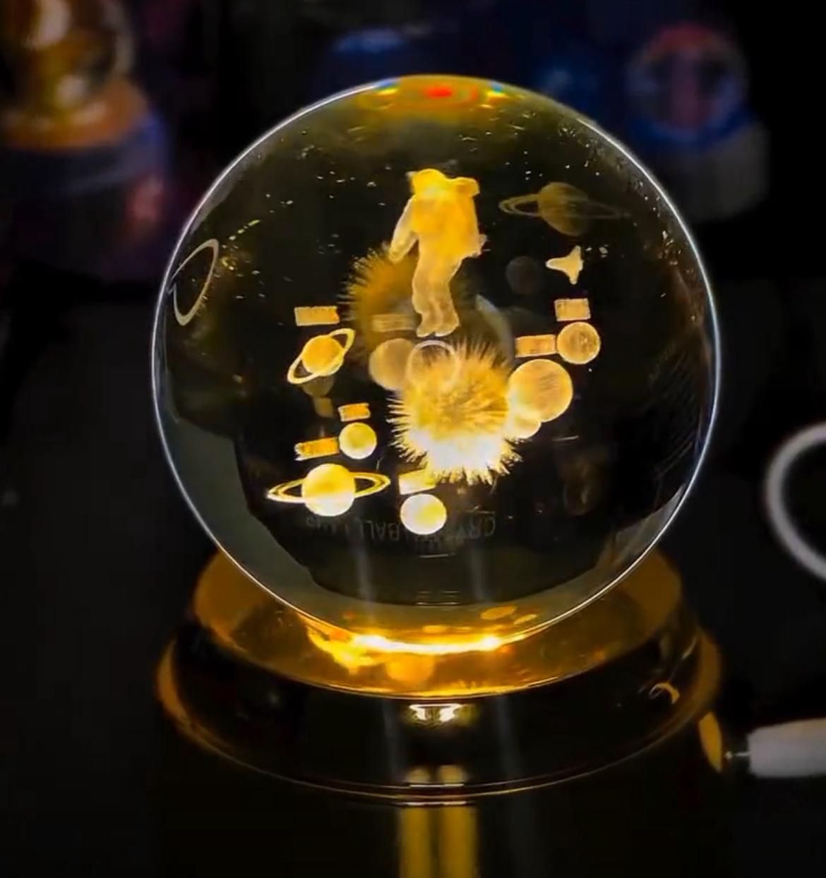 ✨ 3D Crystal Ball Lamp with 360° Rotation – A Magical Glow for Your Space!