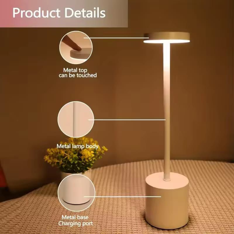 "The Lamp Redefined: Minimalist Metal LED Lamp with 3-Color Touch Control"
