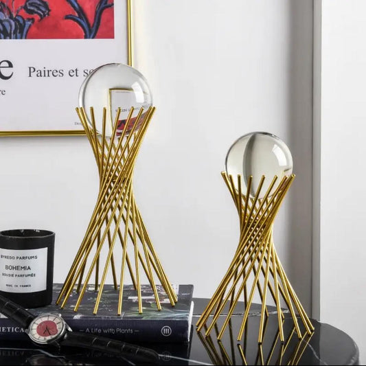 ✨ Golden Luxury Metal Crystal Ball Ornament – Elegant Accent for Modern Living ✨
