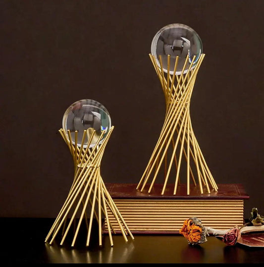 ✨ Golden Luxury Metal Crystal Ball Ornament – Elegant Accent for Modern Living ✨