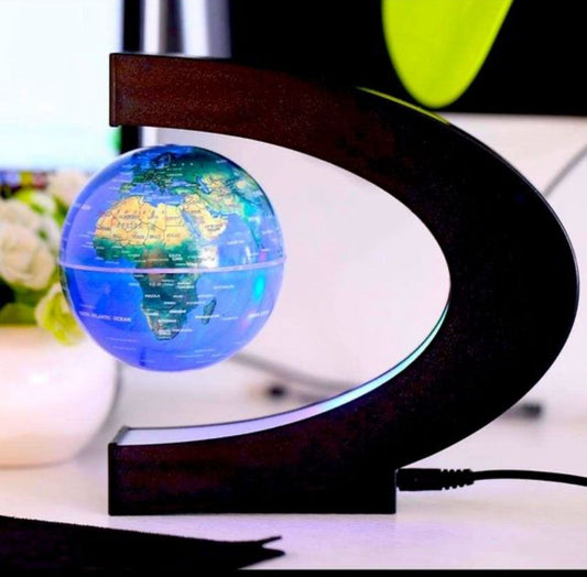 "Floating Magnetic World Map – 360° Rotating Levitating Globe with LED Base"